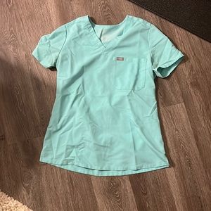 Figs aqua blue scrub top